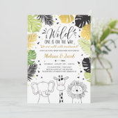 サファリ ベビーシャワーの招待状 動物園 ワイルド ジャングル動物 招待状 (スタンド正面)