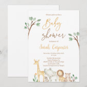 サファリ ベビーシャワー 招待状 (正面/裏面)