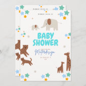 サファリ ベビーシャワー 招待状 – キリン & トラのデザイン (正面/裏面)