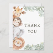 サファリ・ボーイの1歳誕生日 ワイルド・ワン サンキューカード (正面)