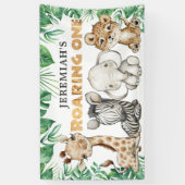 サファリ・ロアリング・ワン1歳の誕生日バナー 横断幕 (縦)