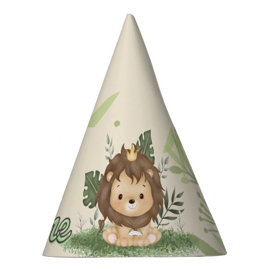 サファリ ワイルドワン 水彩 1歳の誕生日 パーティーハット (右)