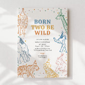 サファリ ワイルド アニマル 2歳の誕生日招待状 招待状