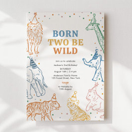 サファリ ワイルド アニマル 2歳の誕生日招待状 招待状