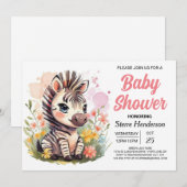 サファリ ワイルド ゼブラ ベビーシャワー 招待状 (正面/裏面)