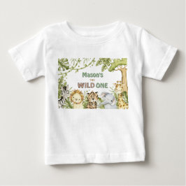 サファリ ワイルド ワン ウォーターカラー 誕生日 ベビーTシャツ