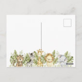 サファリ ワイルド ワン ウォーターカラー 1歳の誕生日 ポストカード (裏面)