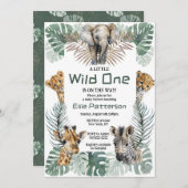 サファリ「ワイルド・ワン」テーマのベビーシャワー招待状 招待状 (正面/裏面)