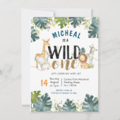 サファリ ワイルド ワン バースデー ボーイ インビテーション (正面)