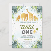 サファリ ワイルド ワン 誕生日招待状 ワイルド ワン パーティー 招待状 (正面)