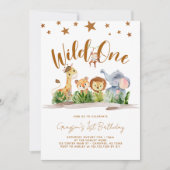 サファリ ワイルド ワン 1歳の誕生日 招待状 (正面)