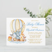 サファリ 動物 エア バルーン 雲 ドット ベビーシャワー 招待状 (スタンド正面)