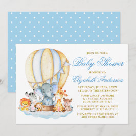 サファリ 動物 エア バルーン 雲 ドット ベビーシャワー 招待状