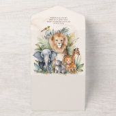 サファリ 動物 ワイルド ワン 1歳 誕生日 オールインワン招待状 (外側)