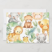 サファリ 動物 ワイルド ワン 1歳 誕生日 招待状 (裏面)