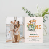 サファリ 動物 ワイルド ワン 1歳 誕生日 招待状 (スタンド正面)