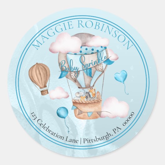 サファリ 動物 風船 ふりかけ 宛先 ラウンドシール (正面)