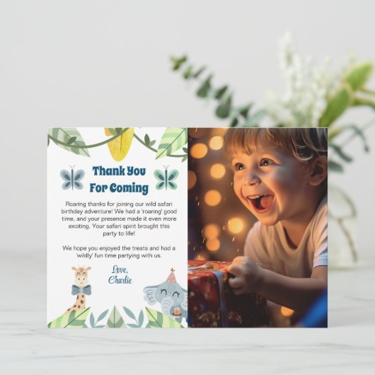 サファリ、来てくれてありがとうカード（写真付き） サンキューカード (スタンド正面)