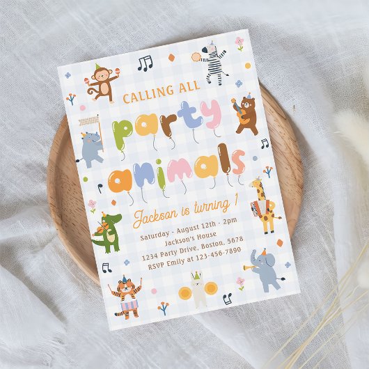 サファリ 誕生日パーティーに動物大集合！ 招待状