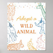 サファリ 誕生日パーティー 動物を飼おう テーブルサイン ポスター (正面)