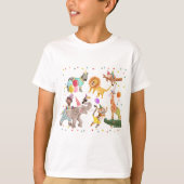 サファリ 誕生日 かわいい 動物 パーティー キッズ Tシャツ (正面)