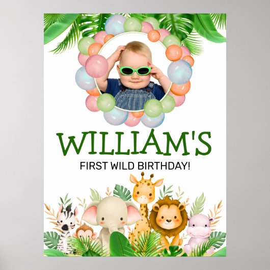 サファリANIMALS Wild One  写真入り バースデー  ポスター (正面)