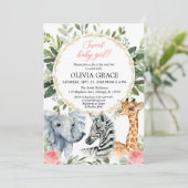 サファリsipと参照して、ミーティングベビーガールのジャングルテーマ 招待状 (スタンド正面)