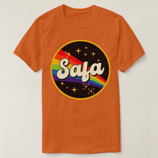 サファレインボーイン宇宙ヴィンテージスタイル Tシャツ (デザイン正面)