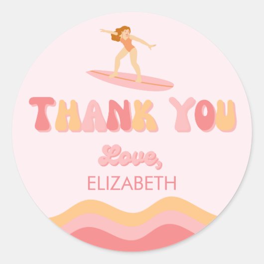 サファー誕生日ガール – お気に入りバッグシール ラウンドシール (正面)