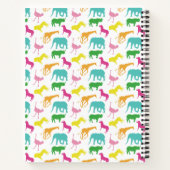 サファ名門私立校風のリアニマルピンクイエローアクアパーソナライズされた ノートブック (裏面)