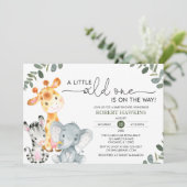 サファ男女兼用リ動物野生の一人のベビーシャワー 招待状 (スタンド正面)