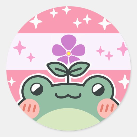 サフィックLGBTプライドフラッグカエル ラウンドシール (正面)