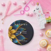 サフエレガントィアと金ゴールドフローラ結婚 ペーパープレート (パーティー)