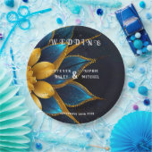 サフエレガントィアと金ゴールドフローラ結婚 ペーパープレート (パーティー)