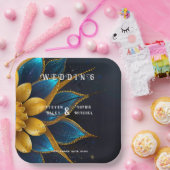 サフエレガントィアと金ゴールドフローラ結婚 ペーパープレート (パーティー)