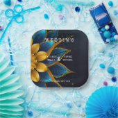 サフエレガントィアと金ゴールドフローラ結婚 ペーパープレート (パーティー)