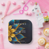 サフエレガントィアと金ゴールドフローラ結婚 ペーパープレート (パーティー)