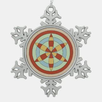 サフォークヘキサオイル(デイジーホイール)魔女マーク スノーフレークピューターオーナメント