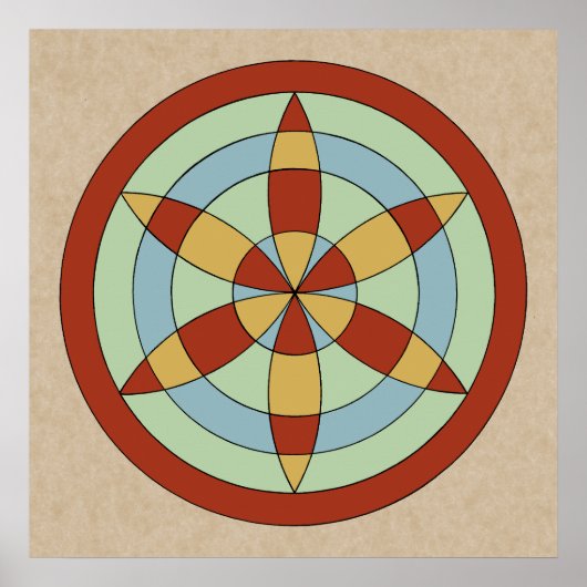 サフォークヘキサオイル(デイジーホイール)魔女マーク ポスター (正面)