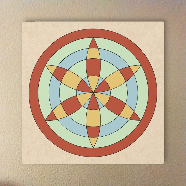 サフォークヘキサオイル(デイジーホイール)魔女マーク メタルプリント (Suffolk Hexafoil (Daisy Wheel) Witch Mark Metal Print on Wall)