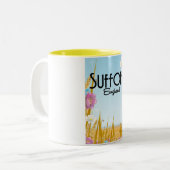 サフォーク・イングランド農場の漫画旅行ポスター ツートーンマグカップ (正面左)