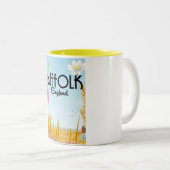 サフォーク・イングランド農場の漫画旅行ポスター ツートーンマグカップ (正面右)