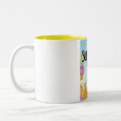 サフォーク・イングランド農場の漫画旅行ポスター ツートーンマグカップ (左)