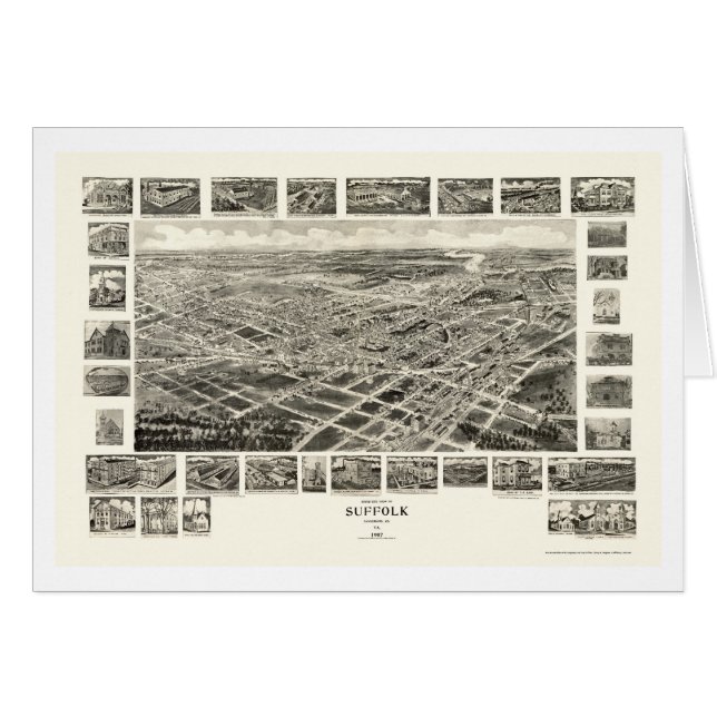 サフォーク、VAのパノラマ式の地図- 1907年 (正面横)