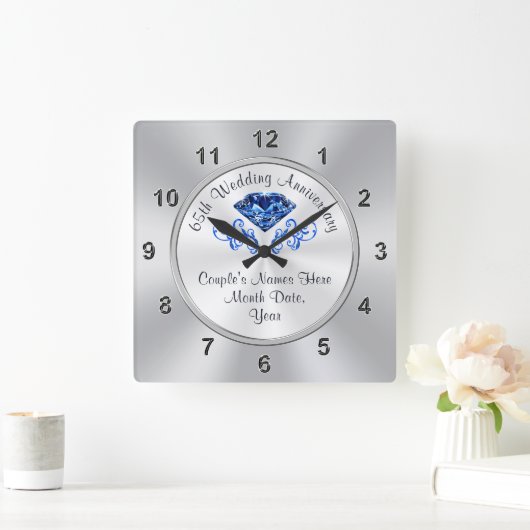 サフパーソナライズされたァイア65周年記念ギフトCLOCK スクエア壁時計 (ホーム)