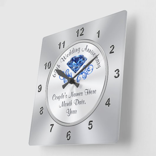 サフパーソナライズされたァイア65周年記念ギフトCLOCK スクエア壁時計 (傾斜)