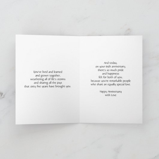 サフパーソナライズされたァイ65結婚周年 カード (内部)