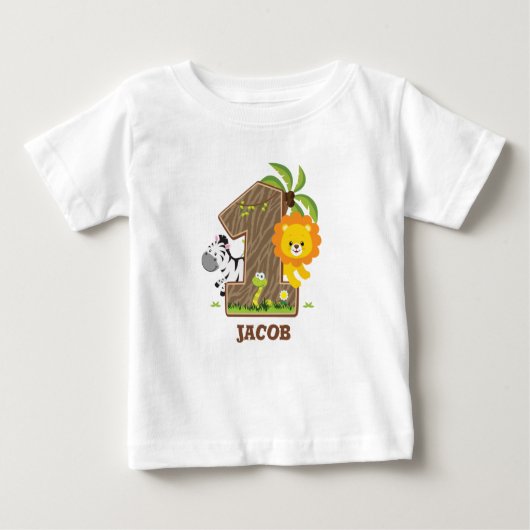 サフパーソナライズされたァリ1歳誕生日Tシャツ ベビーTシャツ (正面)