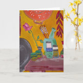 サフランおよび唐辛子の挨拶状 カード (黄色い花)