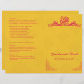 サフランとピンクピーコックヒンズー結婚式 プログラム (正面/裏面)